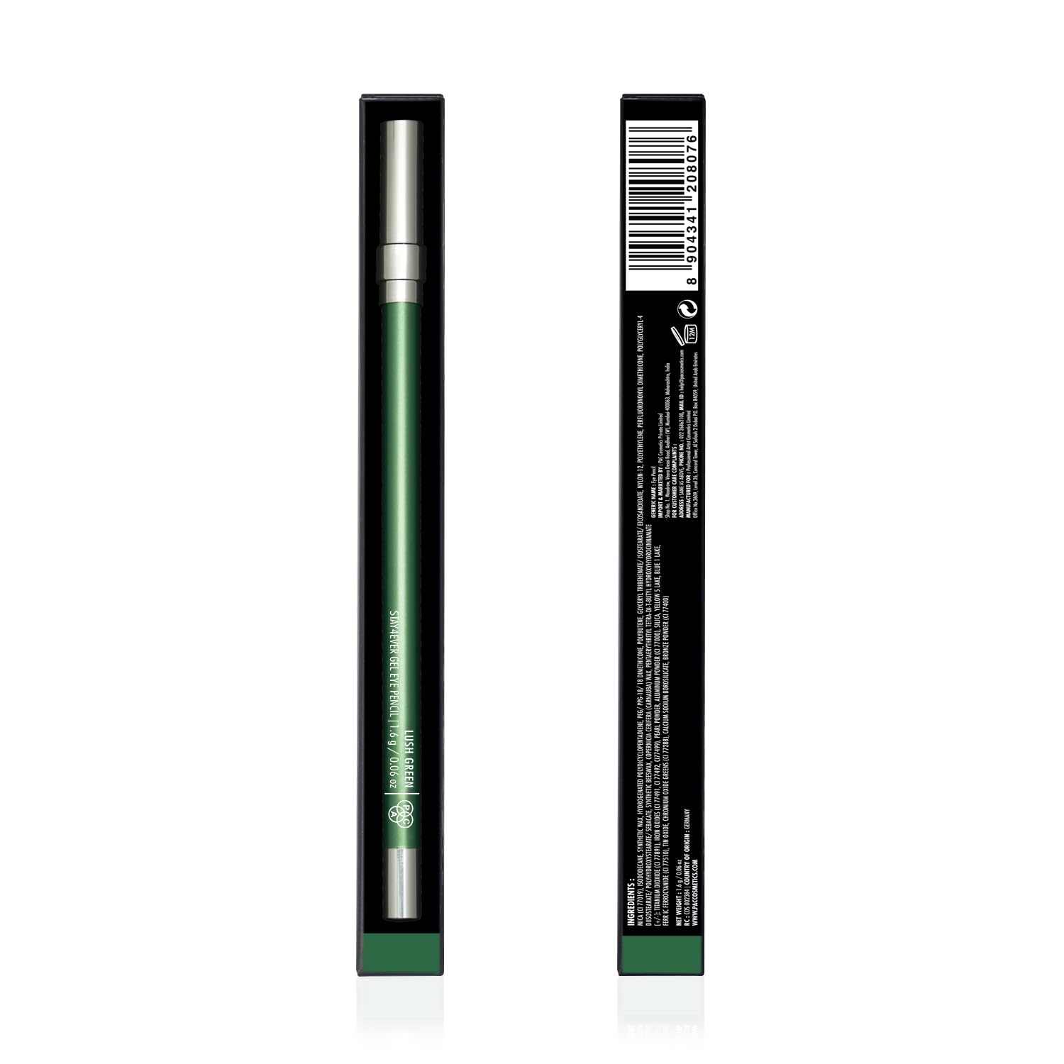PAC Stay4Ever Gel Eye Pencil (Lush Green) | Long Lasting Eyeliner Waterproof | Smudge Proof & Transfer Proof Bold Eye Makeup | Quick Drying Kajal Pencil with Metallic Rich Intense Colour | Eyeshadow for women  from PAC