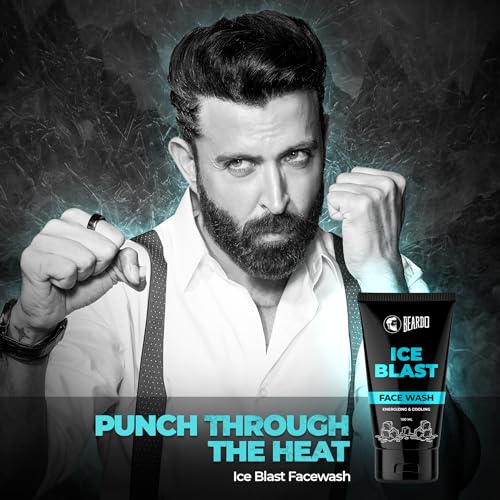 BEARDO Ice Blast Cooling Facewash for Men, 100 ml | INSTANT Icy freshness | Aloe Vera Face wash, Vitamin E & Menthol for cool lock technology | Refreshing & Hydrating facewash face Wash from BEARDO
