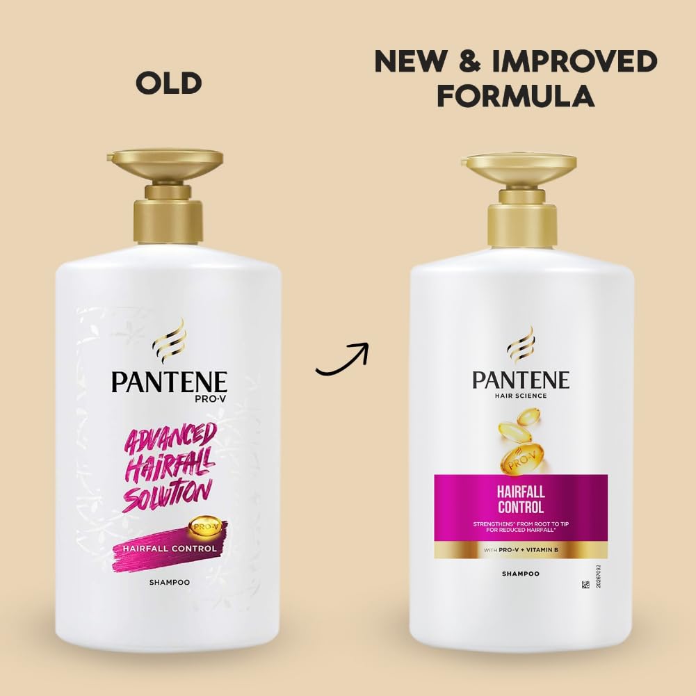 Pantene Hair Science Hairfall Control Shampoo 1Litre with Pro-Vitamins & Vitamin B for reduced hairfall,for all hair types, shampoo for women & men, for hairfall and damage prone hair Shampoo from Pantene