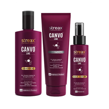 Streax Professional Canvoline Straightening Post Care Shampoo for Women | Enriched with Kera-Charge™ Complex | Anti Frizz & Hair Breakage | Soft & Tangle Free Hair | Sulphate & Paraben free | 300ml Shampoo from Streax Professional
