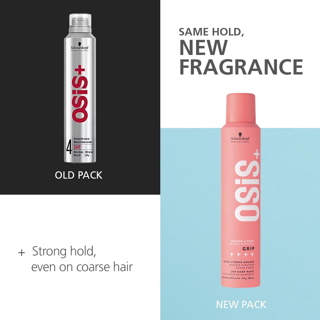 Schwarzkopf Professional OSiS+ Grip Extra Strong Hair Styling Mousse I For Volume and Natural Shine | Frizz Control | Vegan | Extra strong Hold | For Body and Bounce | 200 ml  from Schwarzkopf Professional