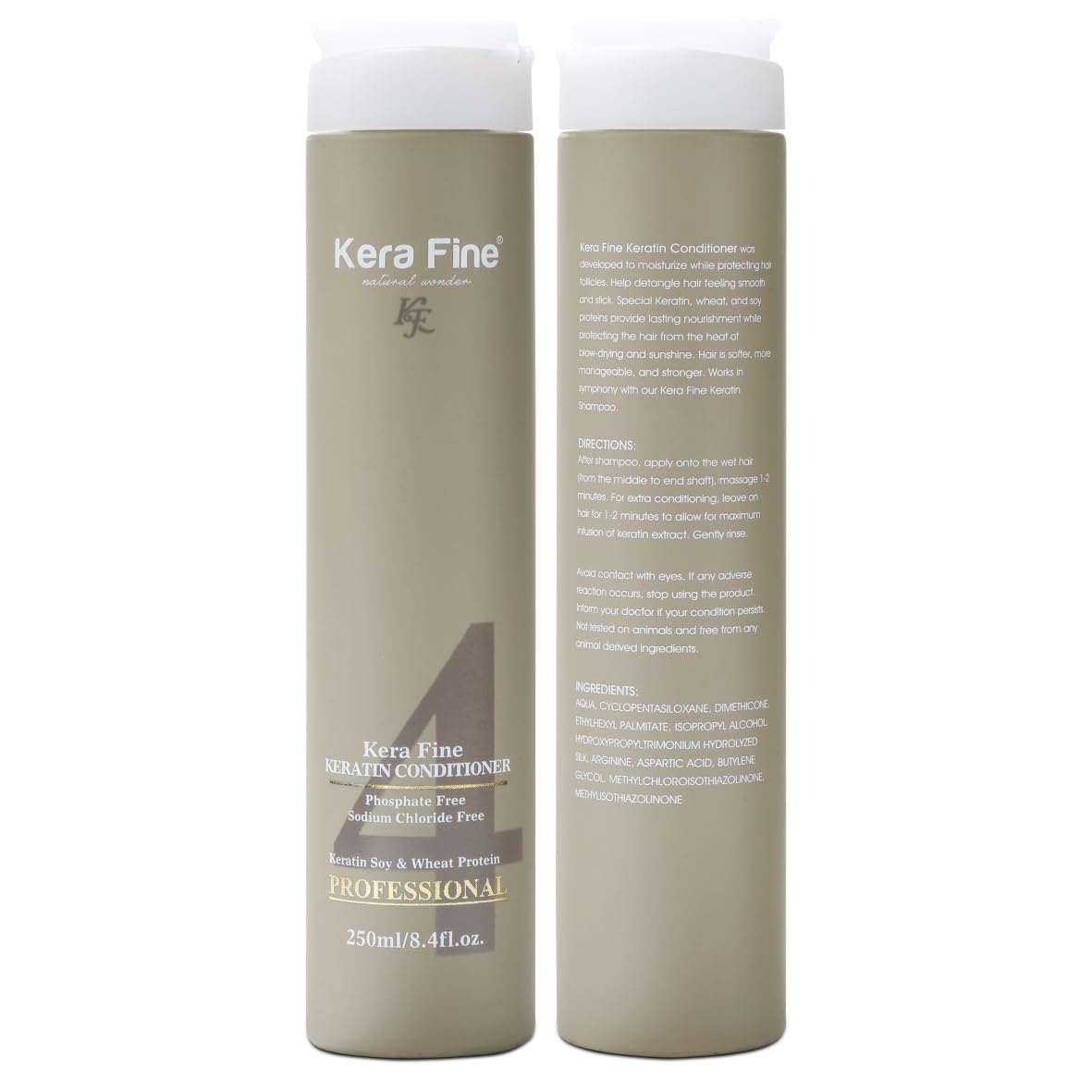 KERA FINE KERATIN CONDITIONER | 250ML | SULFATE FREE | PARABEN FREE | PHOSPHATE FREE | SODIUM CHLORIDE FREE | KERATIN SOY & WHEAT PROTEIN | PROFESSIONAL USE  from KERA FINE KF