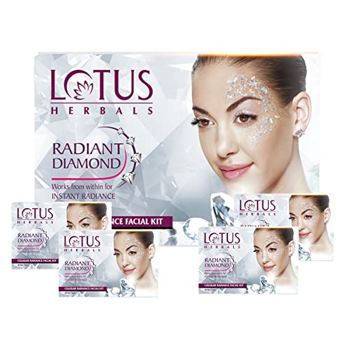 Lotus Herbals Radiant Diamond Cellular Radiance 4 In 1 Facial Kit | With Diamon Dust & Cinnamon | For All Skin Types | 4x37g, 148g (Pack of 1)  from Lotus