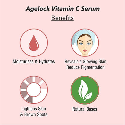 O3+ Agelock Vitamin C Ferulic Acid Serum Antioxidant Face Toner for Detanning, Fine Lines, Wrinkle Removal & Bright Skin, 30g  from O3+