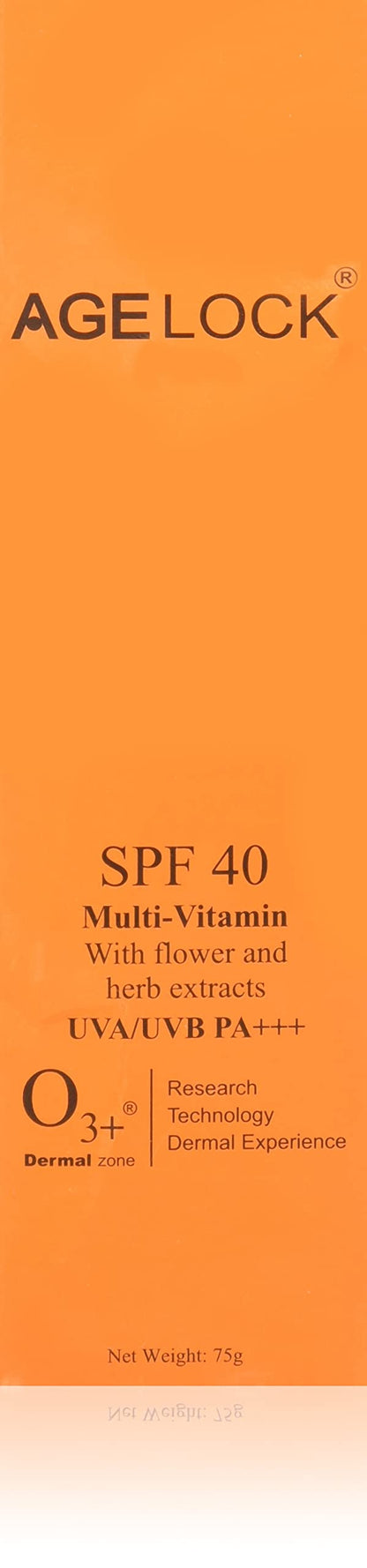 O3+ Agelock SPF 40 Multi-Vitamin UVA/UVB PA+++ with Flower and Herb Extracts (75gm)  from O3+