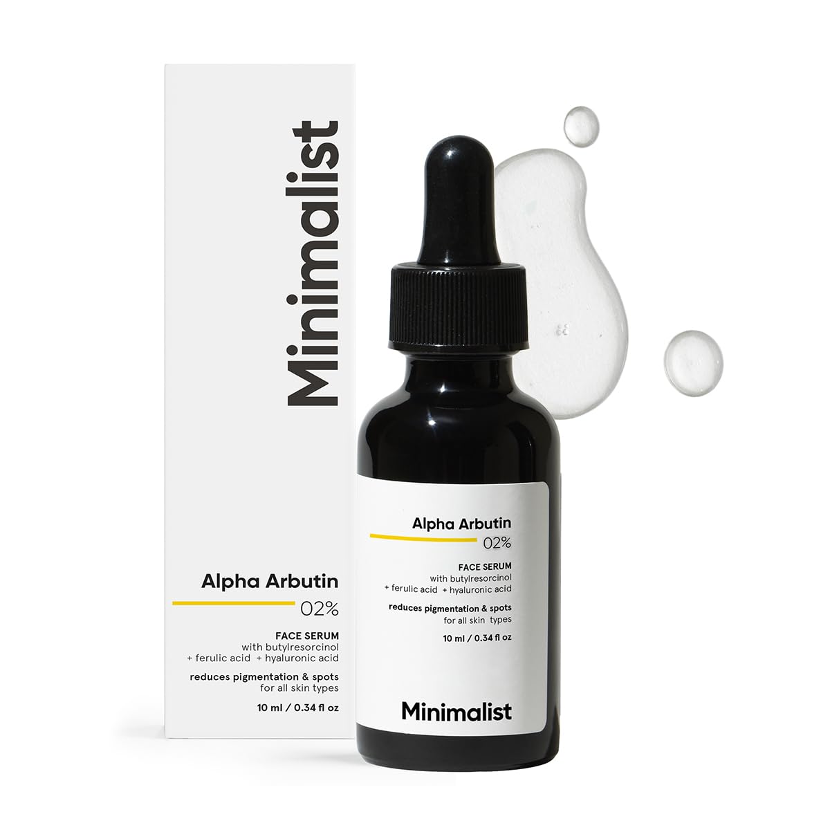 Minimalist Dark Spots Removal Serum with 2% Alpha Arbutin for Hyperpigmentation | Face Serum for Blemishes, Acne Marks & Tanning with Hyaluronic Acid & Butylresorcinol | For Women & Men | 30 ml