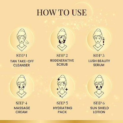 Ozone Illuminous Gold Facial Kit | For All Skin Type | With 6 Easy Step Organic Facial Kit For Natural Golden Glow, Radiant & Luminous Skin | For Men & Women | 60 gm (Single Use)  from Ozone