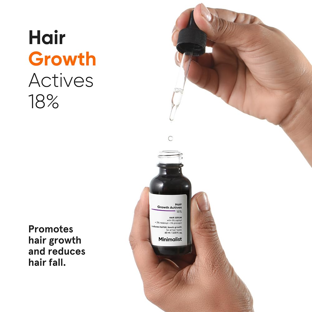 Minimalist Hair Growth Serum With 3% Redensyl, 3% Anagain, 3% Procapil, 5% Capixyl & 4% Baicapil 18% Hair Growth Actives | For Hair Fall Control | For Men & Women | 60 ml