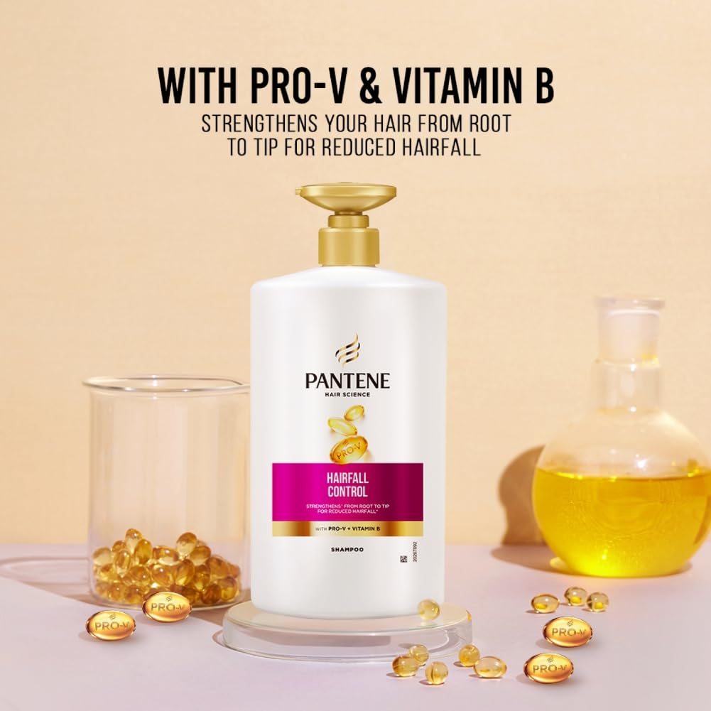 Pantene Hair Science Hairfall Control Shampoo 1Litre with Pro-Vitamins & Vitamin B for reduced hairfall,for all hair types, shampoo for women & men, for hairfall and damage prone hair Shampoo from Pantene
