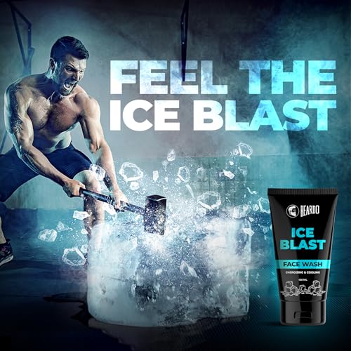 BEARDO Ice Blast Cooling Facewash for Men, 100 ml | INSTANT Icy freshness | Aloe Vera Face wash, Vitamin E & Menthol for cool lock technology | Refreshing & Hydrating facewash face Wash from BEARDO
