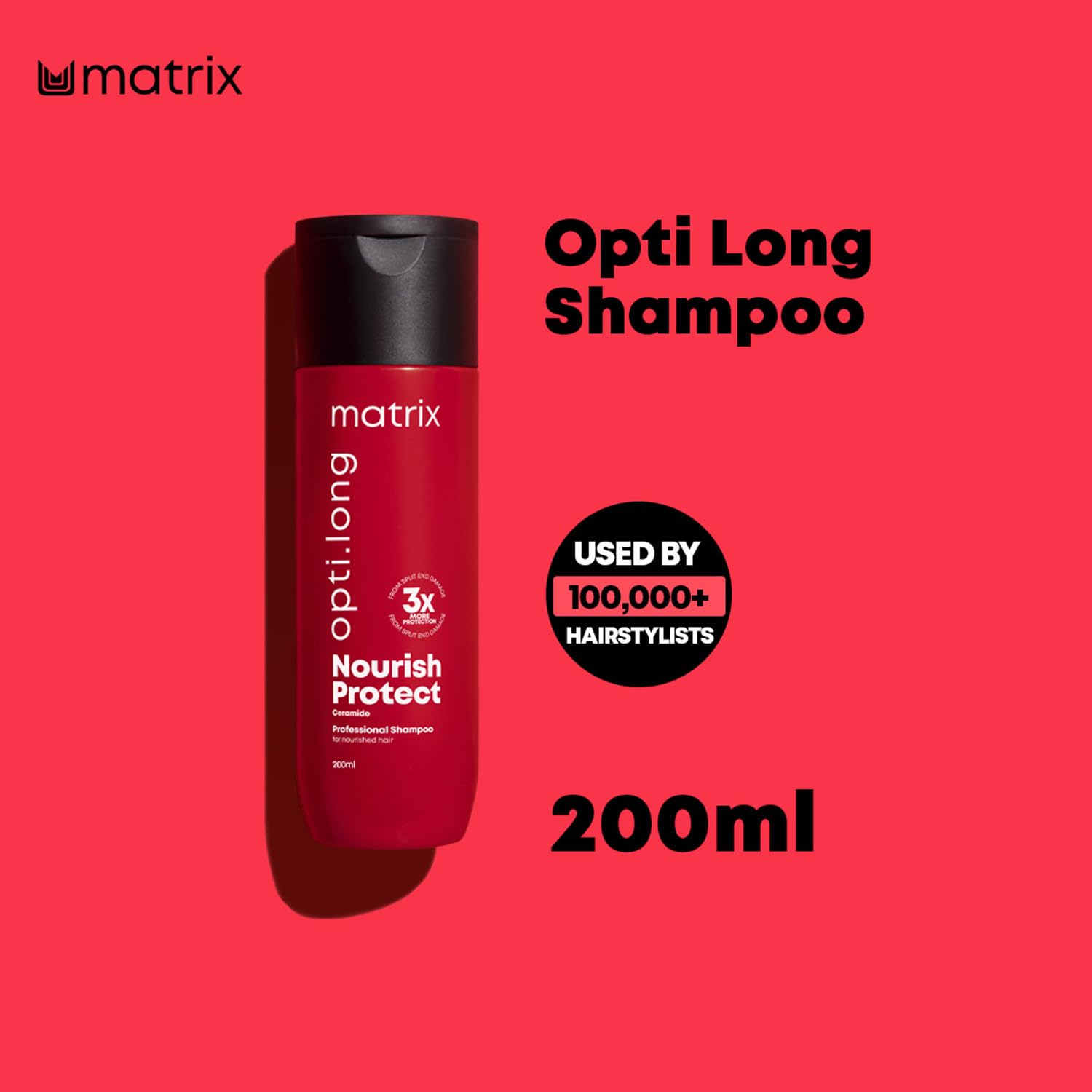 MATRIX Opti Long Professional Shampoo |For healthy, long hair with nourished lengths and split ends protection | With Ceramide | For Long hair | Paraben Free - 200ml  from Matrix