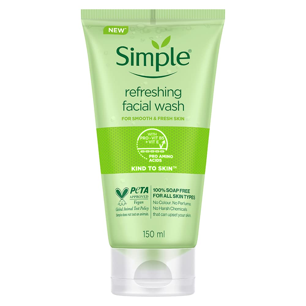 Simple Kind To Skin Refreshing Facial Wash 150 ml | 100% Soap-Free Facewash that doesn't dry out your skin| For All Skin Types  from simple