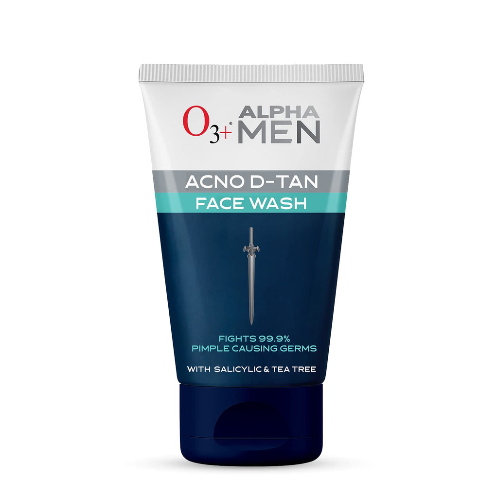 O3+ ALPHA MEN Acno D-TAN Face Wash with Tea Tree 100g for Oily Skin | Detan Face Wash for TAN Removal | Removes Acne and Dirt  from O3+