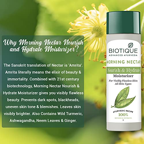 Biotique Morning Nectar Flawless Skin Moisturizer Cream | Prevents Dark Spots, Blackheads And Blemishes | Visibly Flawless Skin | Nourishes And Hydrates Skin| All Skin Types | 120Ml Face Cream from Biotique