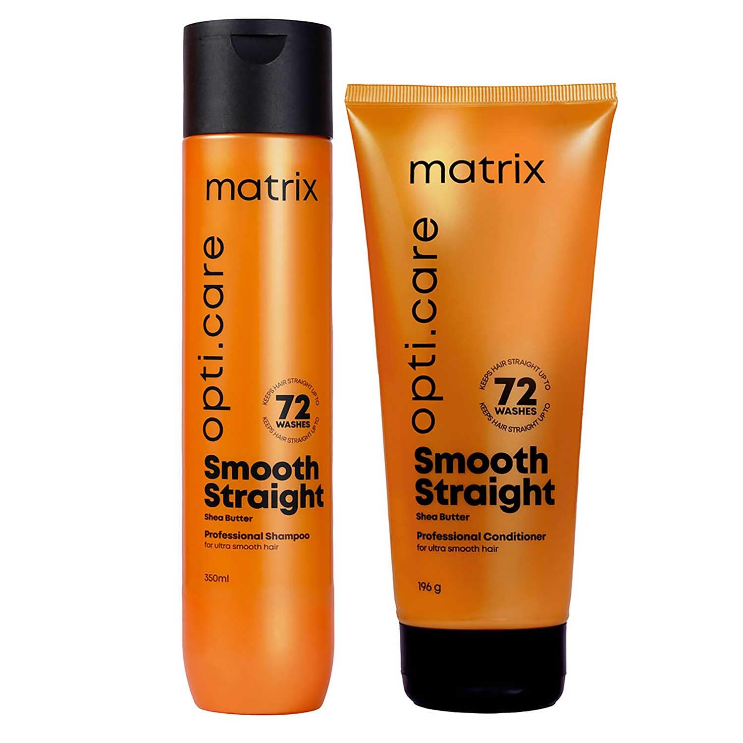 Matrix Opti.Care Professional Shampoo and Conditioner Combo for Salon Smooth Straight Hair | Control Frizzy Hair for up to 4 Days | With Shea Butter | No Added Parabens (350 ml + 196 g)  from Matrix