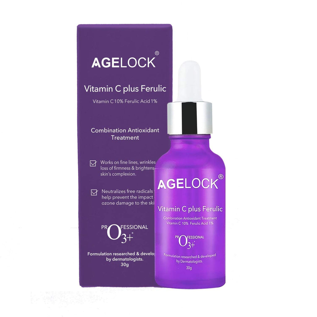 O3+ Agelock Vitamin C Ferulic Acid Serum Antioxidant Face Toner for Detanning, Fine Lines, Wrinkle Removal & Bright Skin, 30g  from O3+