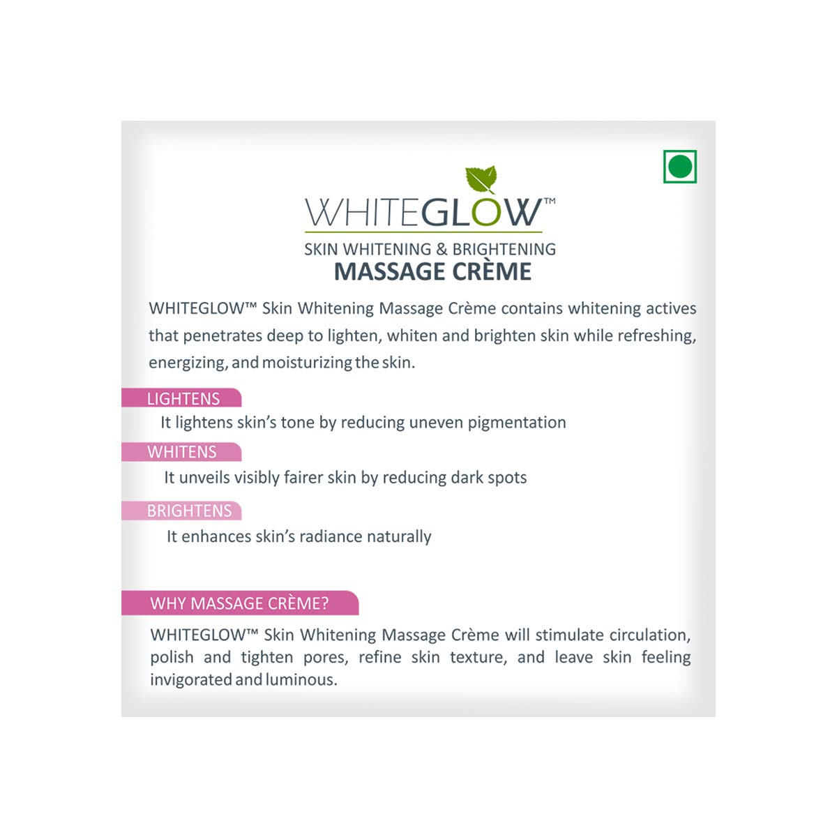 Lotus Herbals Whiteglow Skin Whitening And Brightening Massage Creme, 60g (Pack of 1)  from Lotus