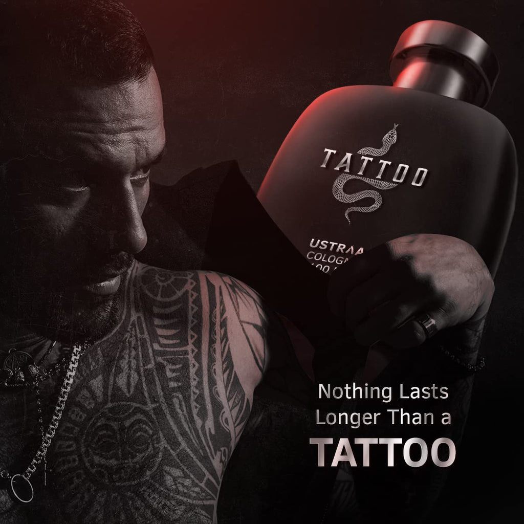 Ustraa Tattoo Cologne - 100ml - Perfume for Men | with a mix of spicy, woody and citrusy notes | Ideal for night occasions | Long-lasting fragrance with no gas perfume from Ustraa