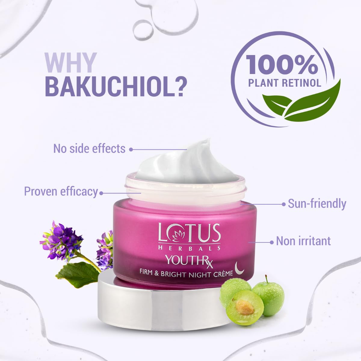 Lotus Herbals YouthRx Firm & Bright Night Cream | Bakuchiol Retinol & Vitamin C | Anti Ageing & Brightening | 50g  from Lotus