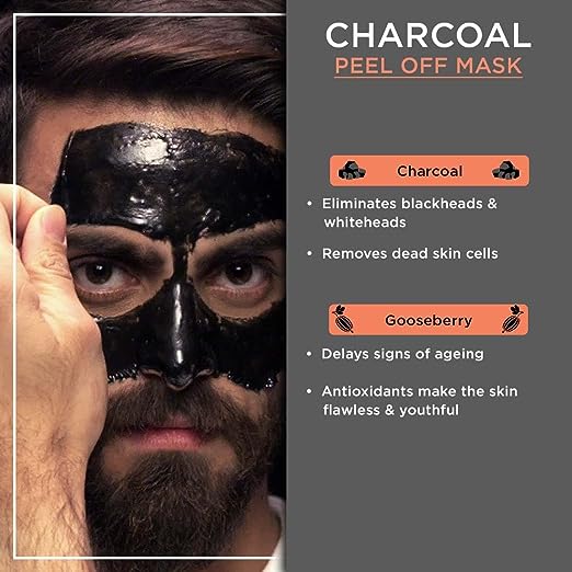 The Man Company Activated Charcoal Peel Off Face Mask for Men | Deep Cleansing | Blackhead / Whitehead & Dead Skin Removal | Paraben & Sulphate Free - 100gm face Wash from The Man Company