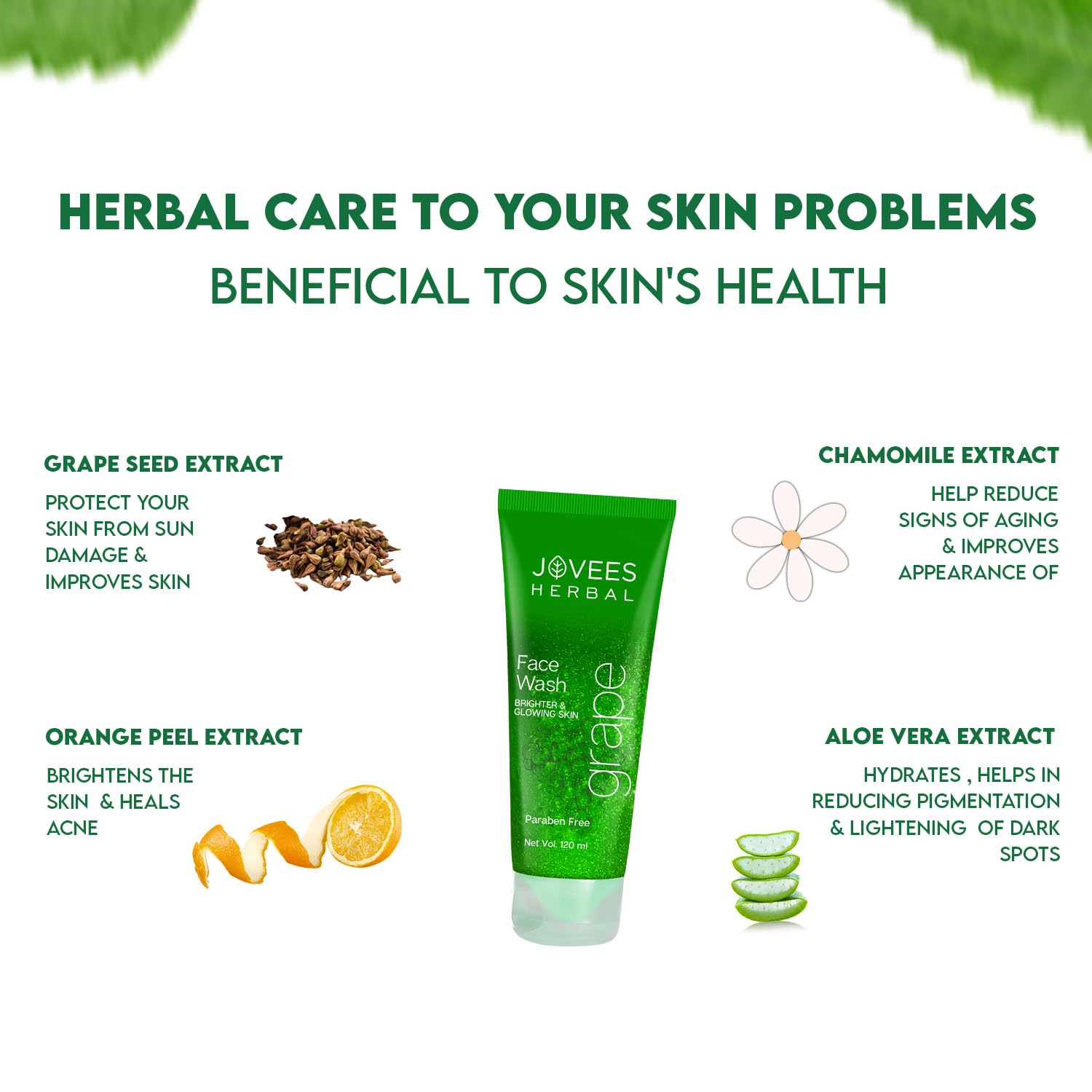 Jovees Herbal Grape Face Wash With Grape Seed & Orange Peel Extracts | For Brighter & Glowing Skin | Reduces Uneven Skin Tone & Fine Lines | For All Skin Types 120 ML  from JOVEES