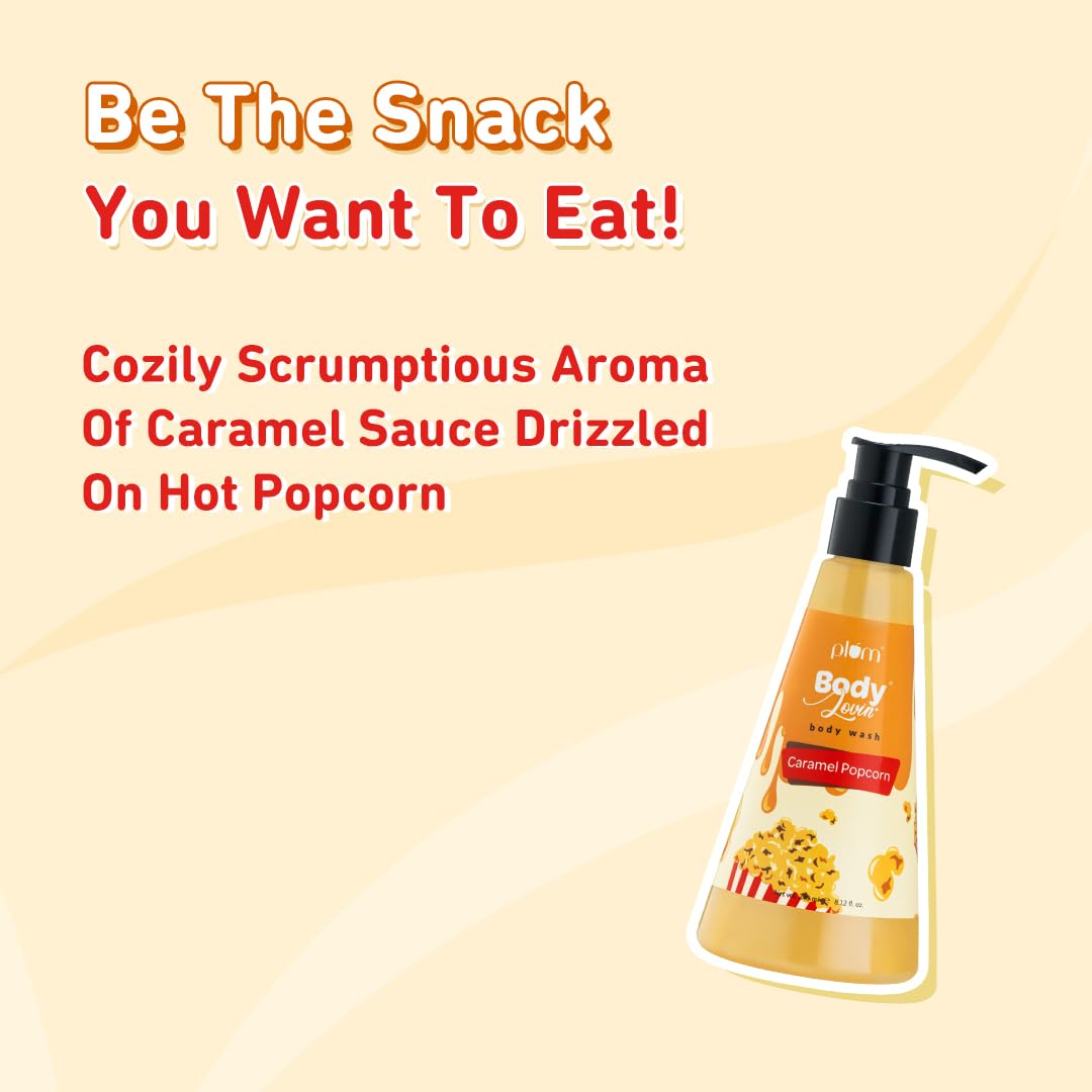 Plum BodyLovin' Caramel Popcorn Body Wash | SLS-Free Body Wash For Women | Long Lasting Warm Caramel Fragrance | Aloe-Infused Nourishing Body Cleanser For Soft & Smooth Skin (240 ml)  from Plum