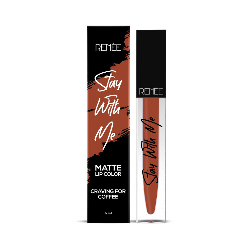 RENEE Stay With Me Matte Lip Color, Long Lasting, Non Transfer, Water & Smudge Proof, Light Weight Liquid Lipstick, Craving for Coffee, 5ml  from RENEE