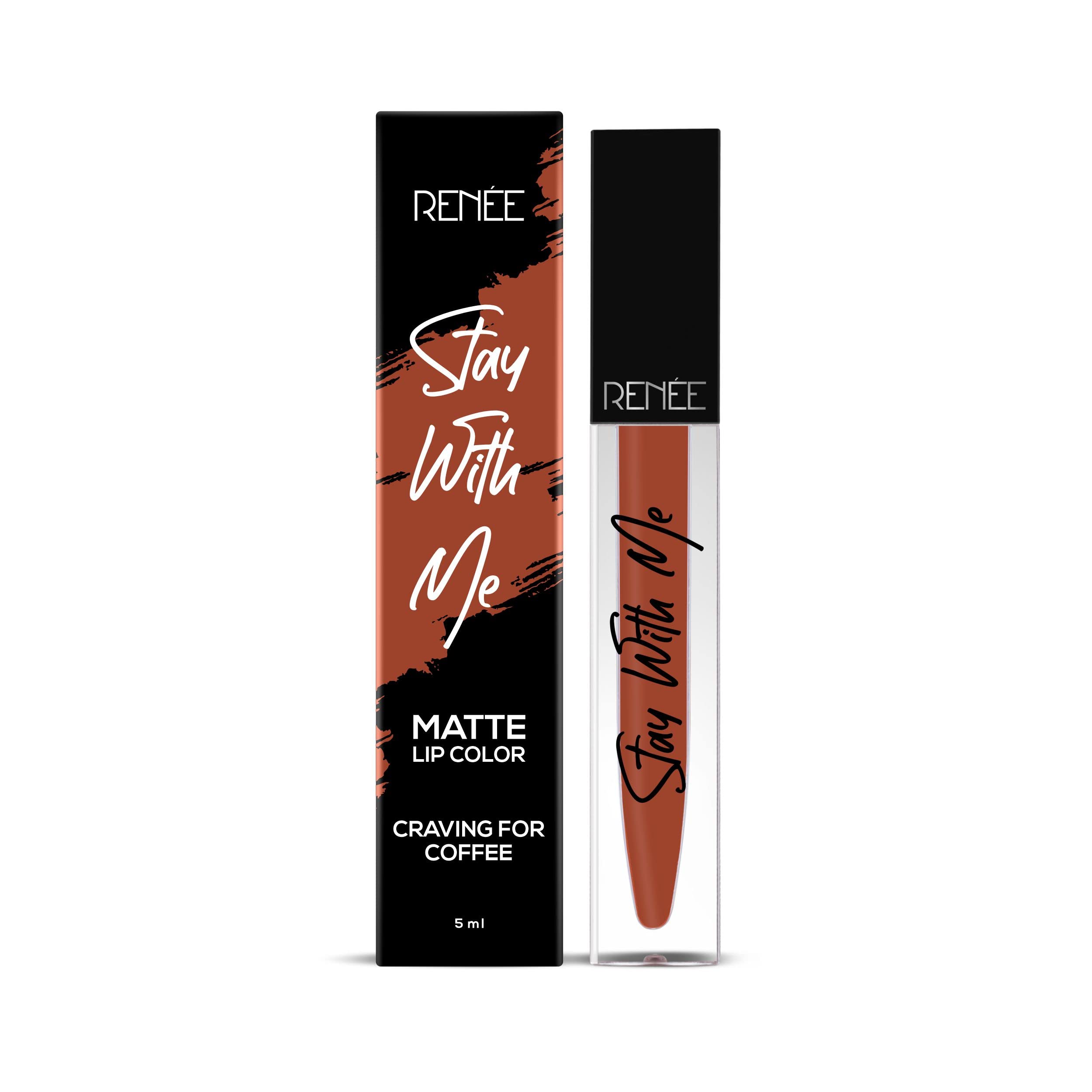 RENEE Stay With Me Matte Lip Color, Long Lasting, Non Transfer, Water & Smudge Proof, Light Weight Liquid Lipstick, Craving for Coffee, 5ml  from RENEE