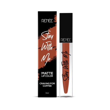 RENEE Stay With Me Matte Lip Color, Long Lasting, Non Transfer, Water & Smudge Proof, Light Weight Liquid Lipstick, Craving for Coffee, 5ml  from RENEE