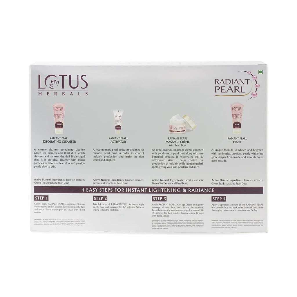 Lotus Herbals Radiant Pearl Cellular 5 in 1 Facial Kit | For Deep Cleaning | With Pearl Extracts & Green Tea | 170g (Pack of 1)  from Lotus