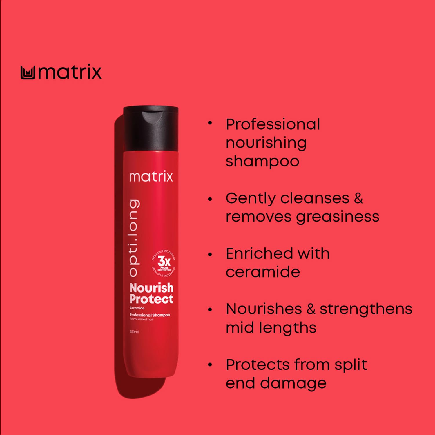 MATRIX Opti Long Professional Shampoo |For healthy, long hair with nourished lengths and split ends protection | With Ceramide | For Long hair | Paraben Free, 350ml  from Matrix