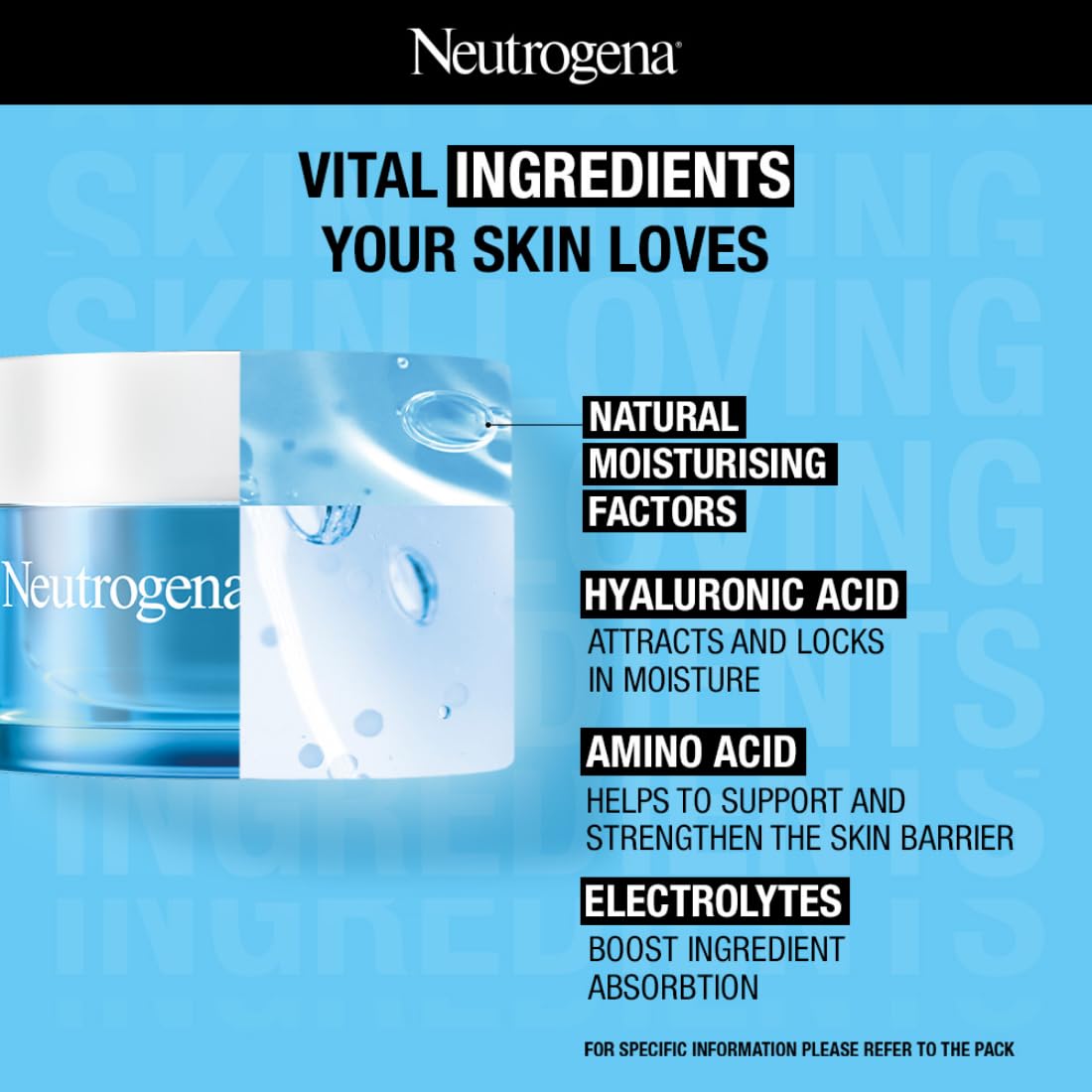 Neutrogena Hydro Boost Hyaluronic Acid Face Moisturizer 50ml | 24 hours long lasting Hydration | Oil free non sticky light water gel fast absorbing| Daily use | All Skin Types | For Men & Women 50g  from Neutrogena