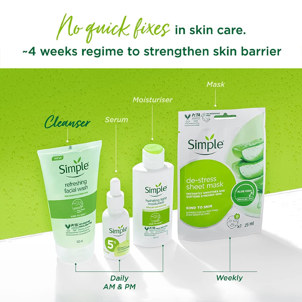 Simple Kind To Skin Refreshing Facial Wash 150 ml | 100% Soap-Free Facewash that doesn't dry out your skin| For All Skin Types  from simple