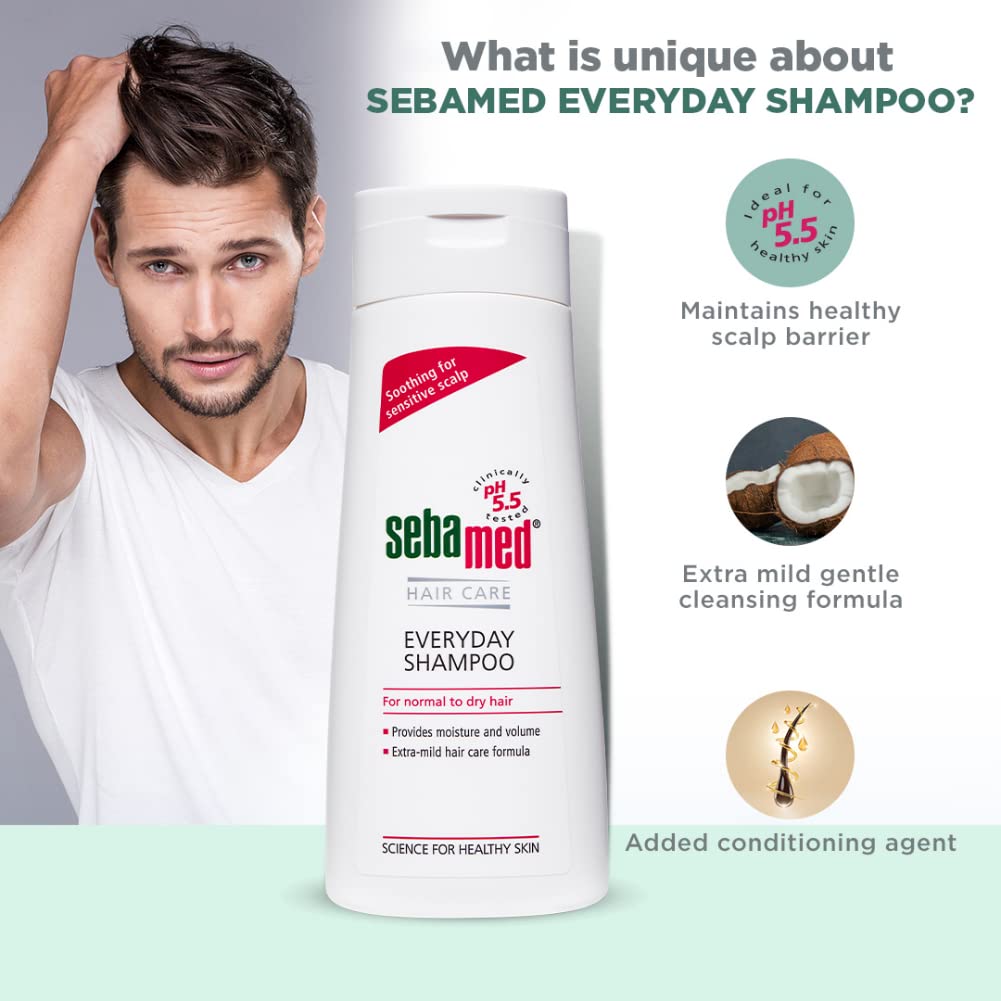 SebaMed Everyday Shampoo 200 Ml|Ph 5.5|Normal To Dry Hair|Mild|Gives Moisture&Volume|Phthalates&Sls And Parabens Free|Men&Women L Shampoo For Dry Scalp Toxin Free L Clinically Proven L Toxin Free  from SebaMed