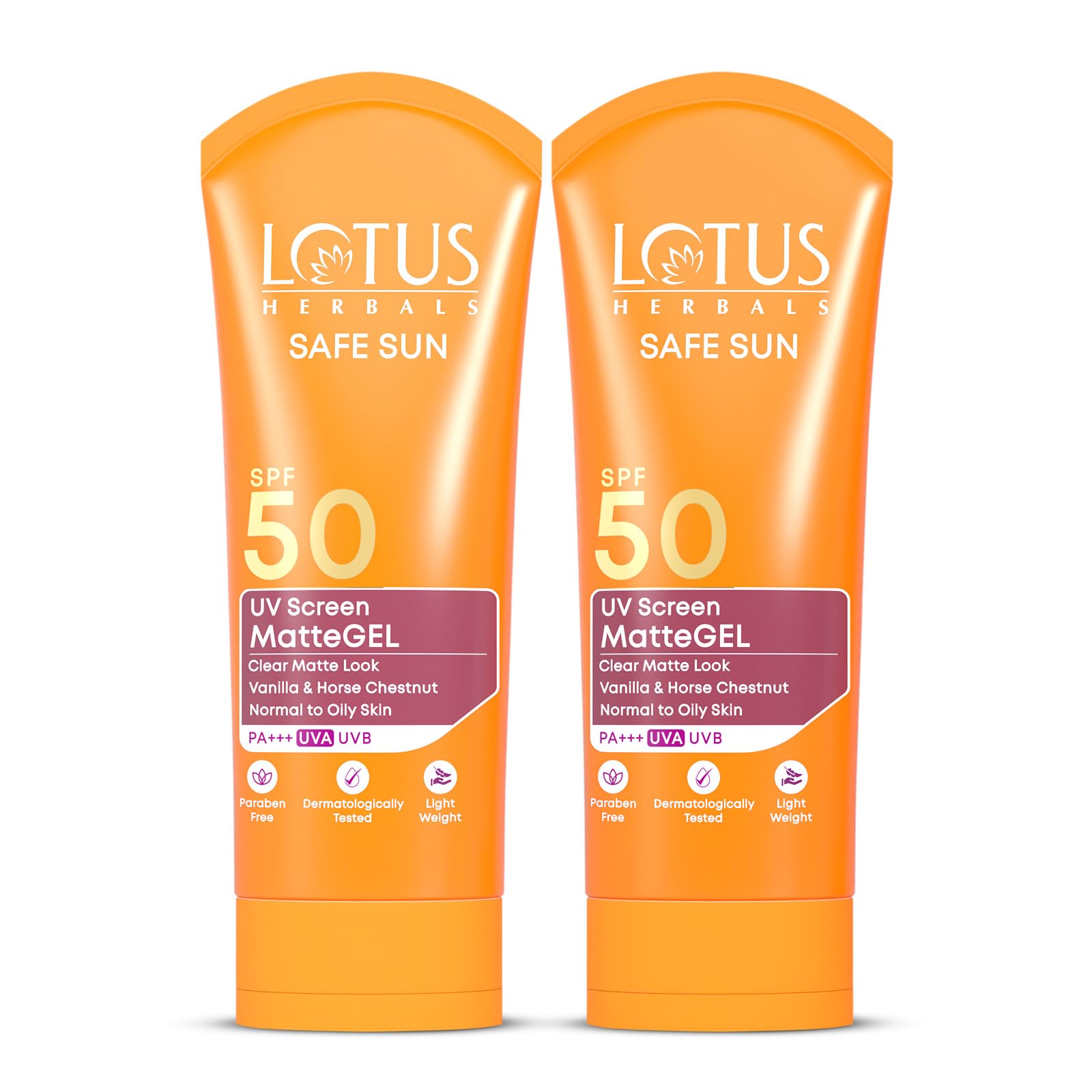 Lotus Herbals Safe Sun UV Screen Matte Gel Sunscreen SPF 50 PA+++ | In Vivo Tested | Broad Spectrum UV Protection | Matte Finish | No White Cast | Normal to Oily Skin | For Women and Men | Paraben & Cruelty Free | 100g