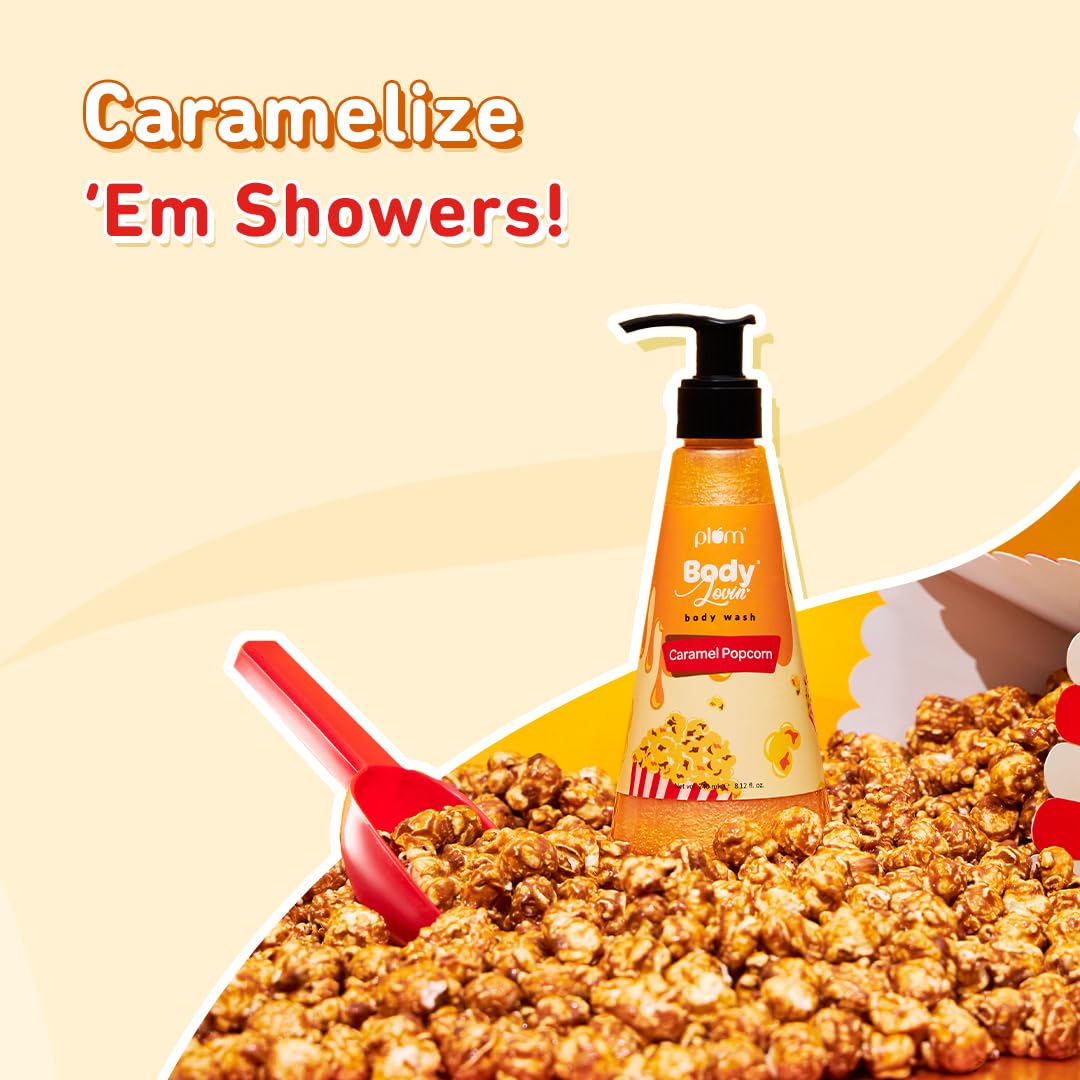 Plum BodyLovin' Caramel Popcorn Body Wash | SLS-Free Body Wash For Women | Long Lasting Warm Caramel Fragrance | Aloe-Infused Nourishing Body Cleanser For Soft & Smooth Skin (240 ml)  from Plum