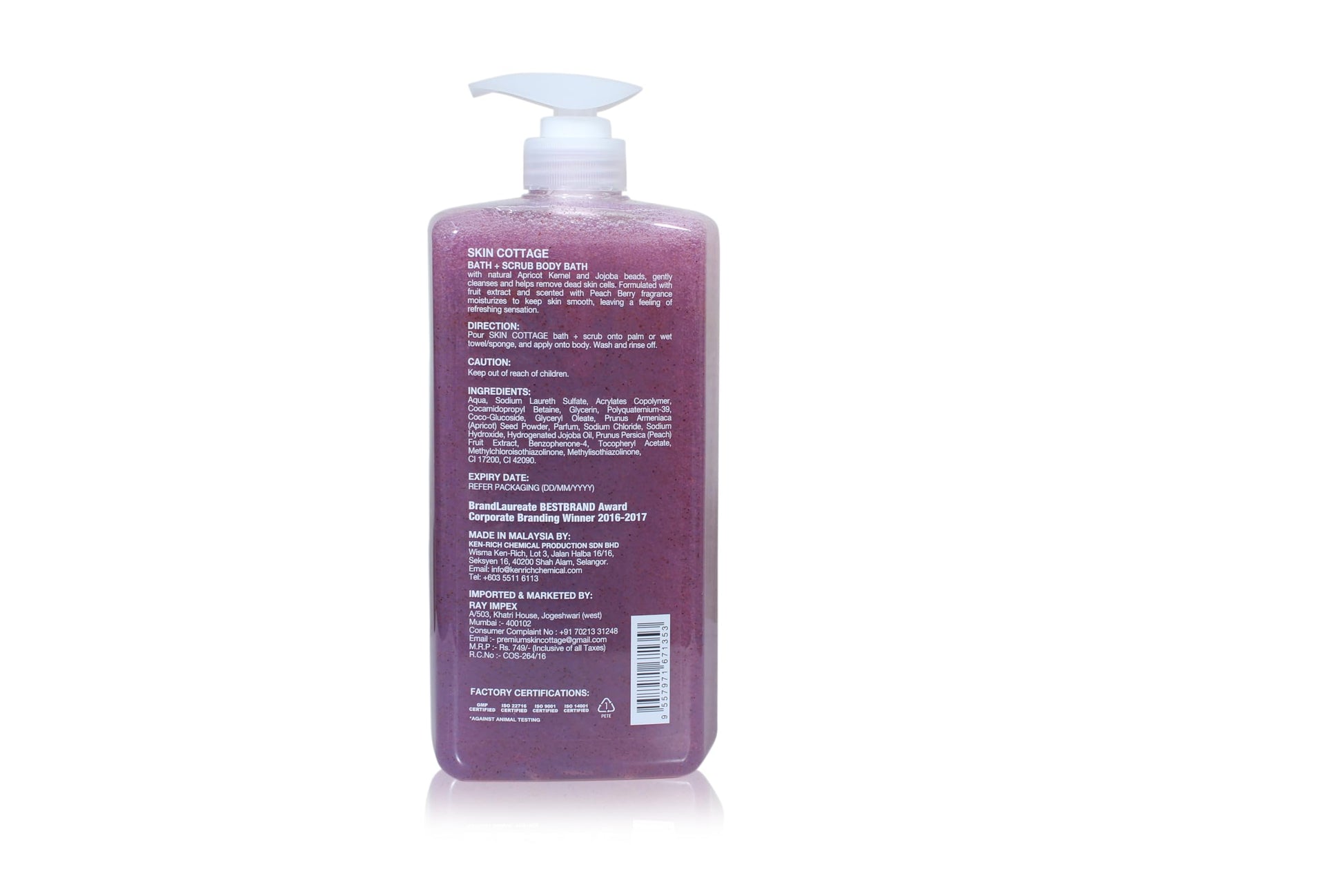 Skin Cottage Lavender Peach Essence Bath Scrub - Exfoliating Body Wash with Apricot Kernel and Jojoba Beads ( 1000 ml )  from Skin Cottage