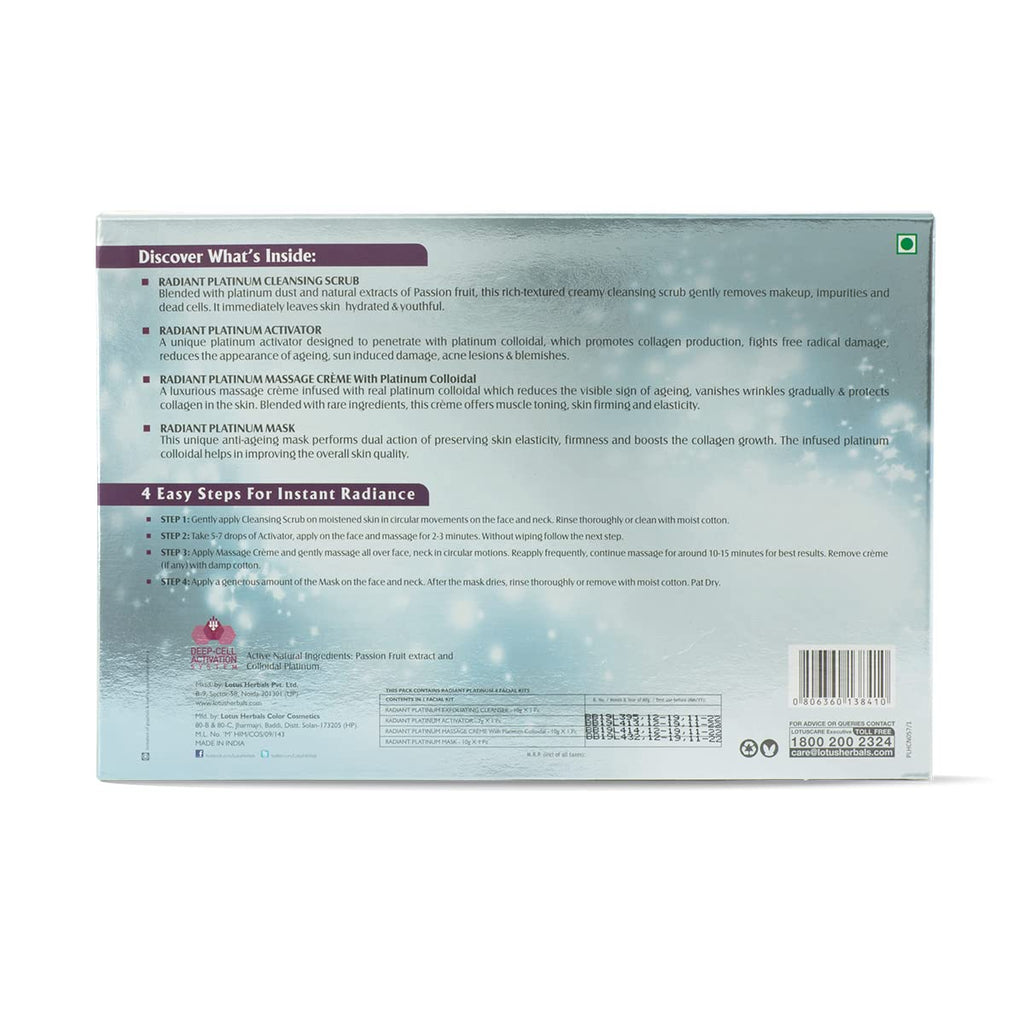 Lotus Herbals Radiant Platinum Cellular Anti-Ageing 1 Facial Kit | 37g (Pack of 1)  from Lotus