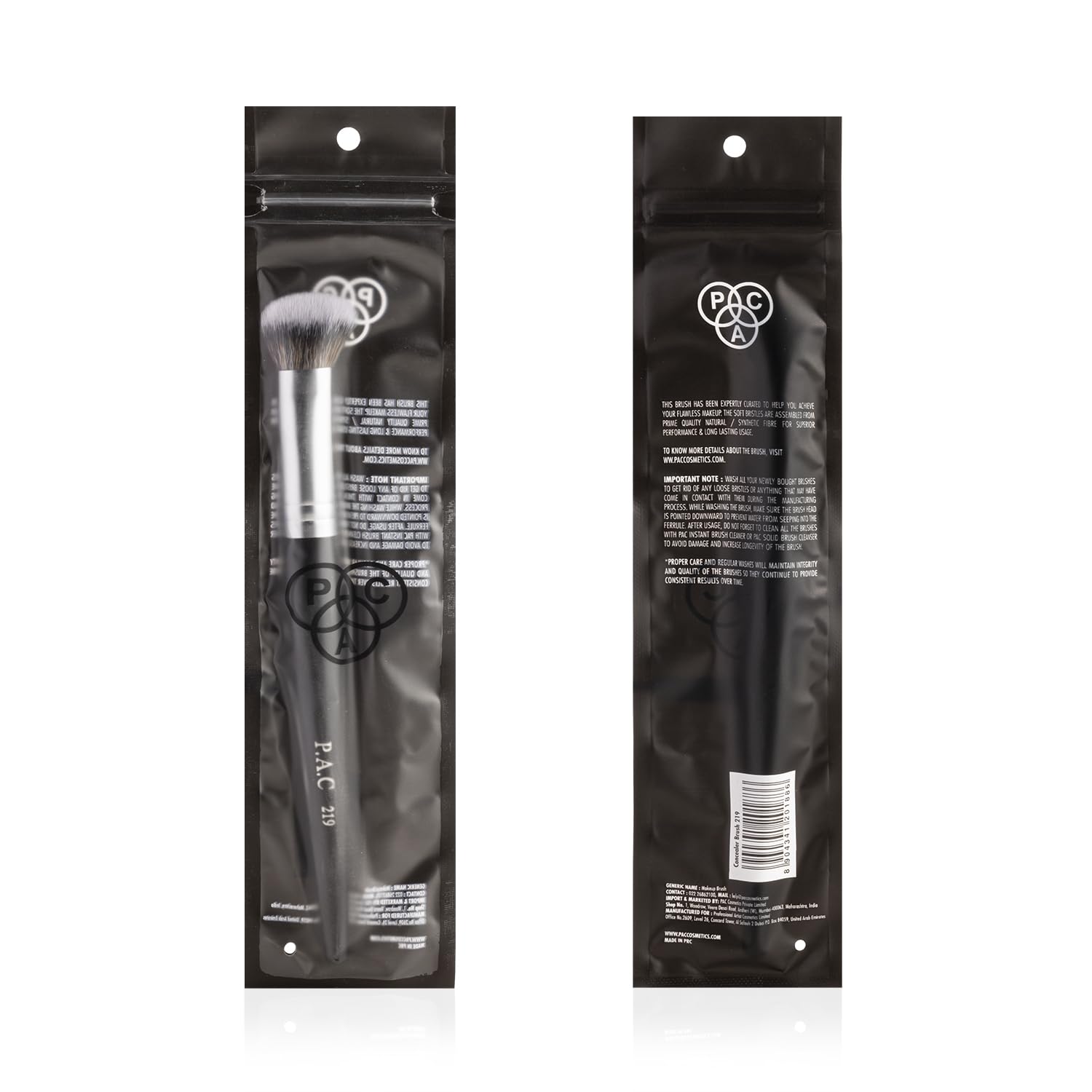 PAC Concealer Brush 219 for Women with soft bristles | Multipurpose Brush Can be used to highlight & brighten your face & for precise contouring | Works with Cream, Liquid and Powder Formulations  from PAC