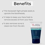 O3+ ALPHA MEN Acno D-TAN Face Wash with Tea Tree 100g for Oily Skin | Detan Face Wash for TAN Removal | Removes Acne and Dirt  from O3+