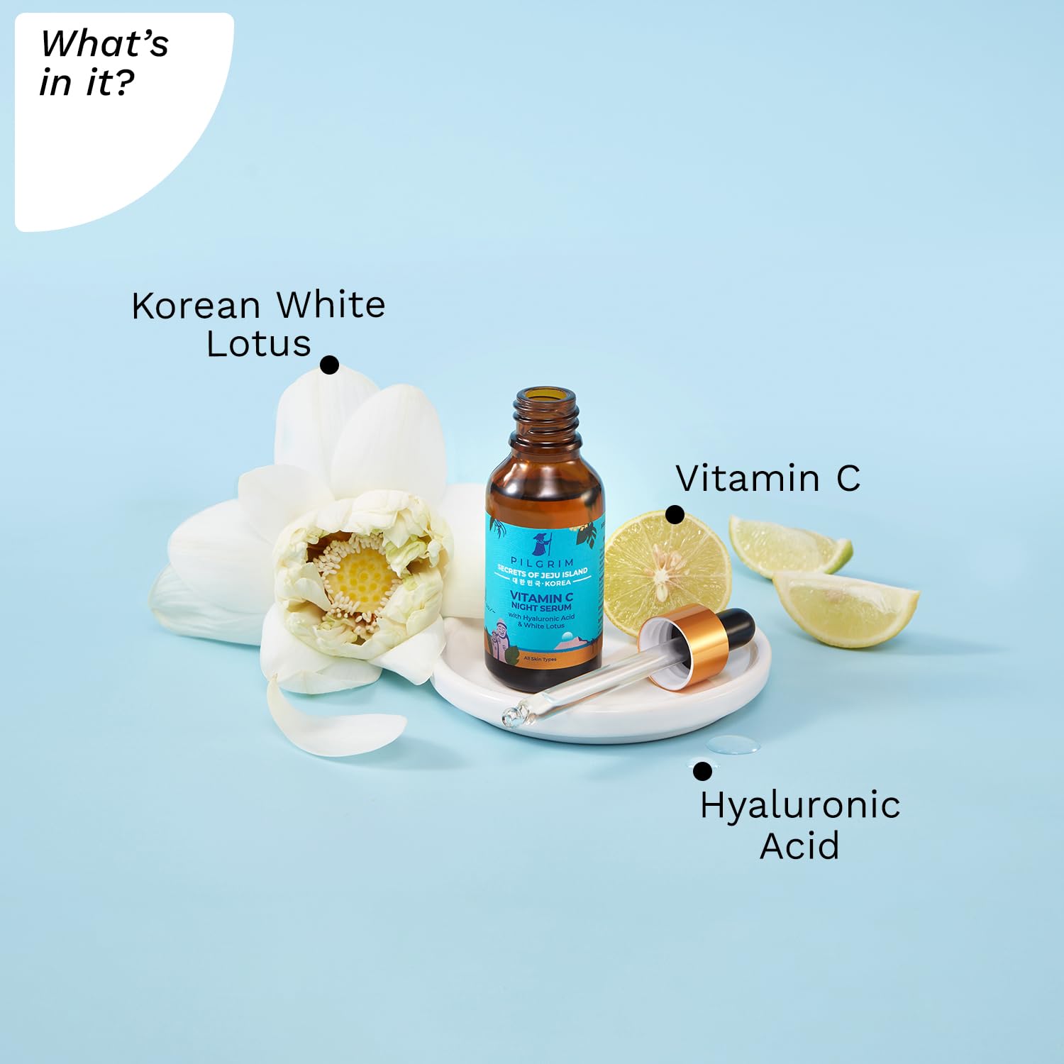 Pilgrim Vitamin C Night Serum with Hyaluronic Acid & White Lotus (30ml) Face serum from pilgrim