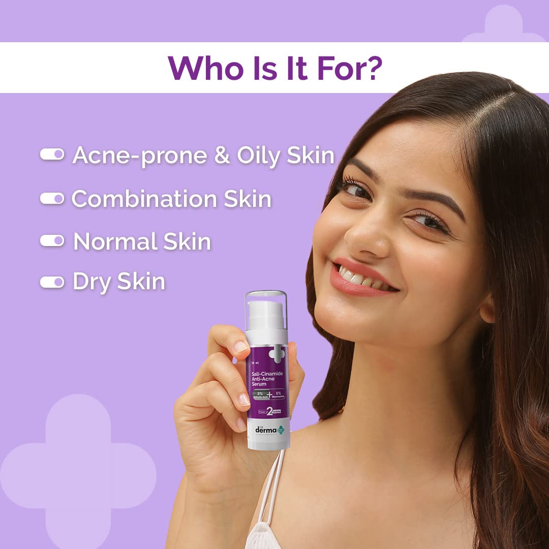 The Derma Co Sali-Cinamide Anti-Acne Face Serum with 2% Salicylic Acid & 5% Niacinamide for Acne & Acne Marks - 30ml Face serum from The Derma Co