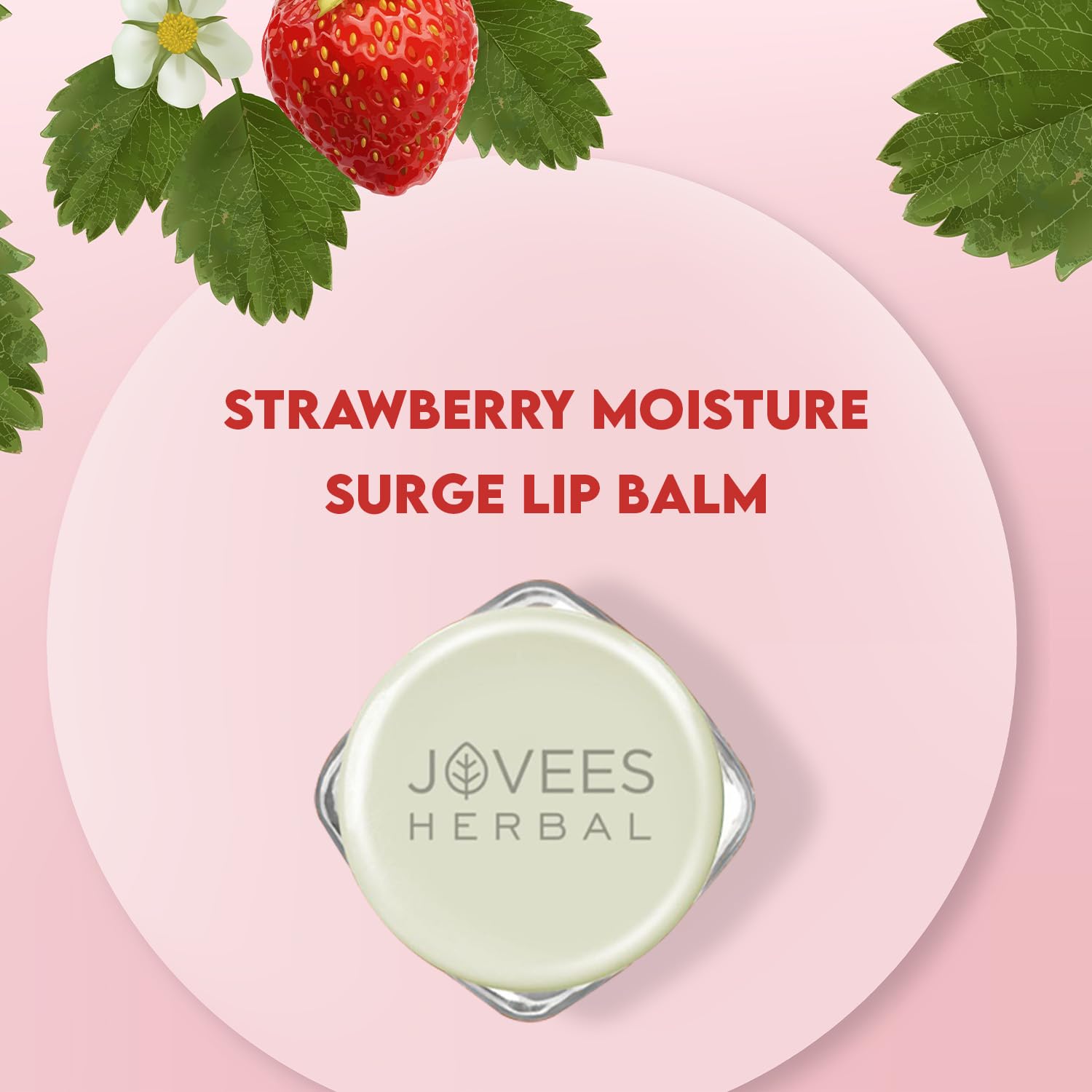 Jovees Herbal Strawberry Moisture Surge Lip Balm | 24 Hour Hydration | Rejuvenates Dry and Chapped Lips | Gives Soft & Shiny Lips 8g  from JOVEES