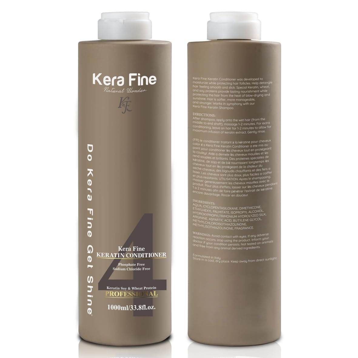 KERA FINE KERATIN CONDITIONER | 1000ML | SALFATES FREE | PARABEN FREE | PHOSPHATE FREE, SODIUM CHLORIDE FREE | KERATIN SOY & WHEAT PROTEIN | PROFESSIONAL USE  from KERA FINE KF