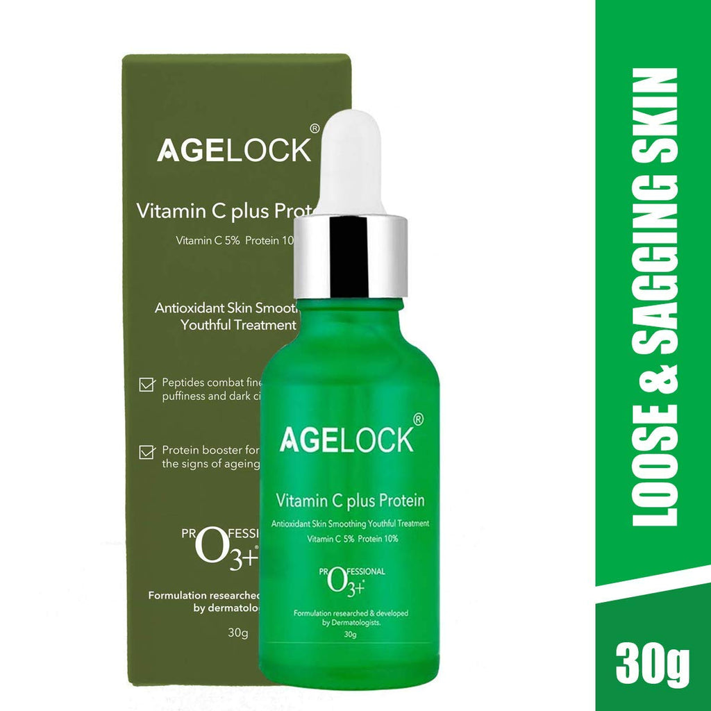 O3+ Agelock Vitamin C Protein Serum Antioxidant Anti-ageing Fine Lines & Wrinkle Removal Skin Smoothing for All Skin Types, 30g  from O3+