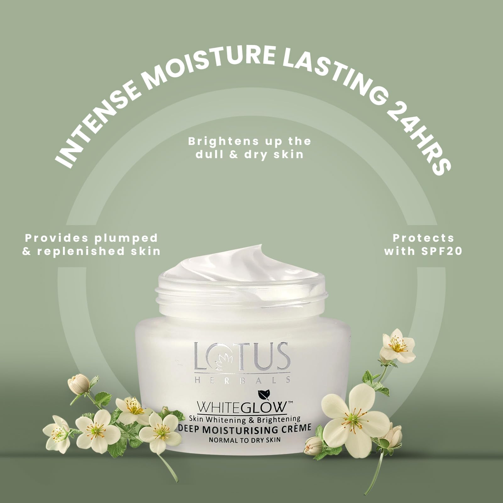 Lotus Herbals WhiteGlow Deep Moisturizing Creme I Intense moisturization I Visible glow I SPF20 PA+++ I Normal to Dry skin I 50g  from Lotus