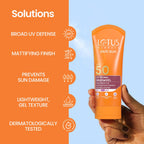 Lotus Herbals Safe Sun UV Screen Matte Gel Sunscreen SPF 50 PA+++ | In Vivo Tested | Broad Spectrum UV Protection | Matte Finish | No White Cast | Normal to Oily Skin | For Women and Men | Paraben & Cruelty Free | 100g