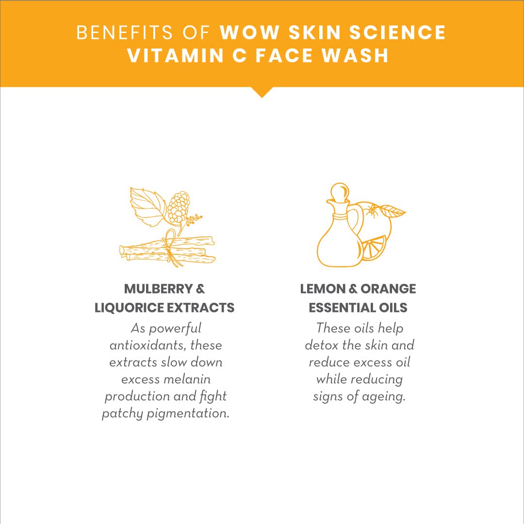 WOW Skin Science Brightening Vitamin C Face Wash(100ml) pack of 2
