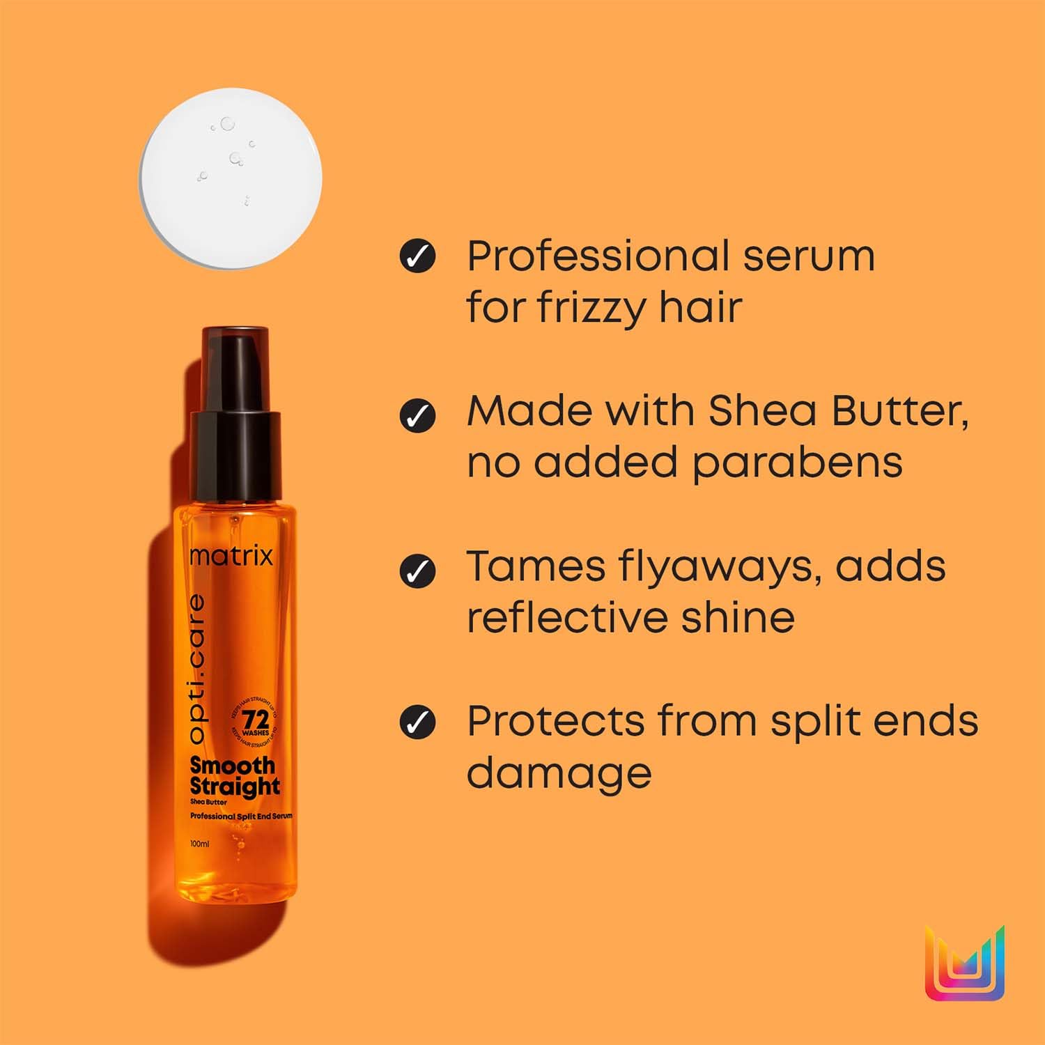 Matrix Opti.Care Professional Shampoo + Conditioner + Serum Combo for Salon Smooth Straight Hair | Control Frizzy Hair for up to 4 Days | With Shea Butter | No Added Parabens (200 ml + 98 g + 100 ml )  from Matrix