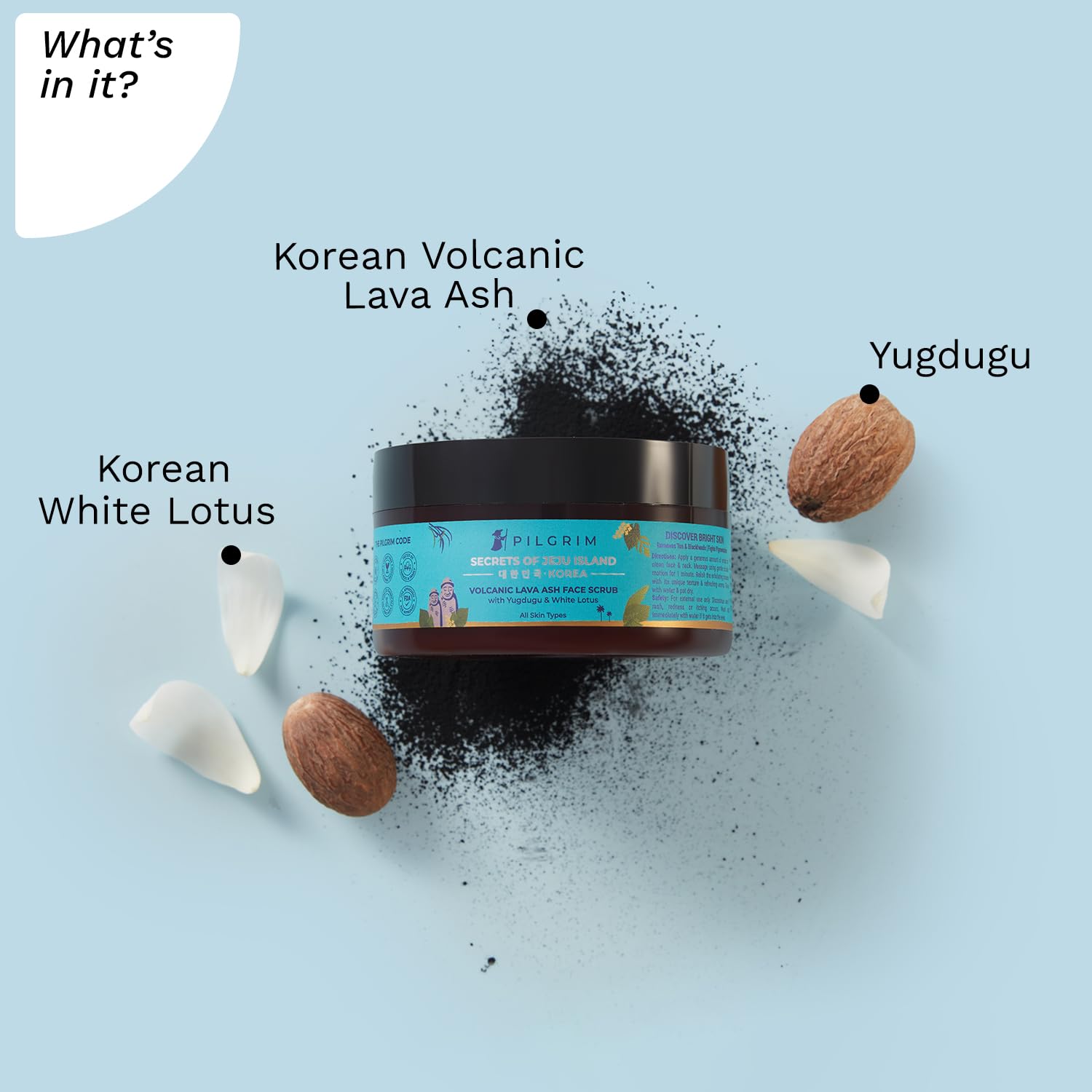 Pilgrim Face Scrub for De Tan, Exfoliation, Glowing Skin, Blackhead Removal, Dry, Oily, Combination Skin, Men and Women, Korean Beauty Secrets, 100g Face Scrub from Pilgrim